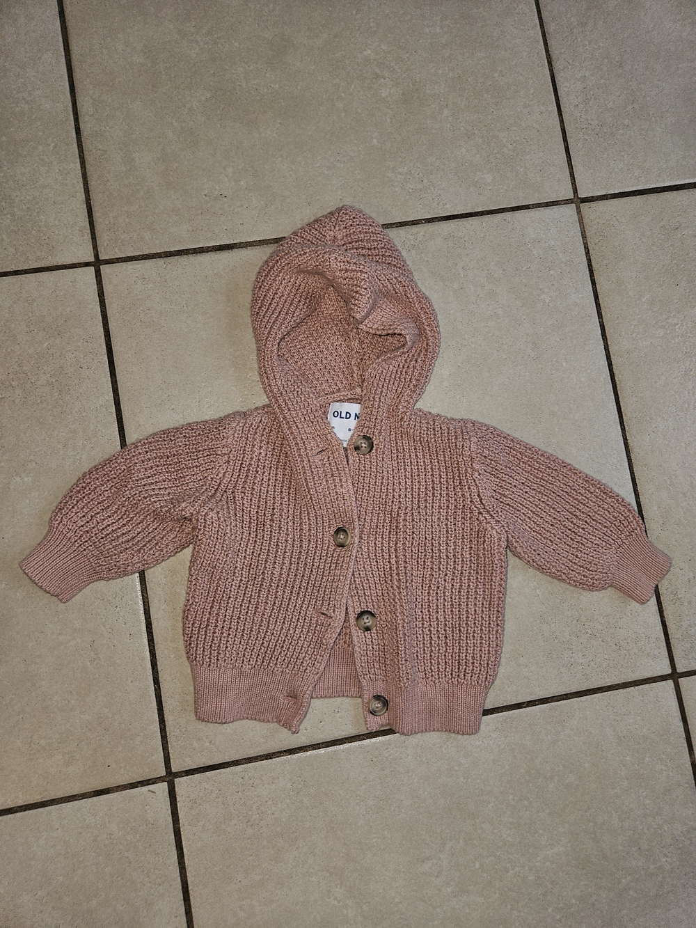 Old Navy Dusty Rose Hooded Knit Cardigan